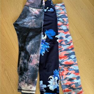 Old Navy Womens multicolor Legging Set - Black Tie-Dye, Navy Floral, Coral Camo